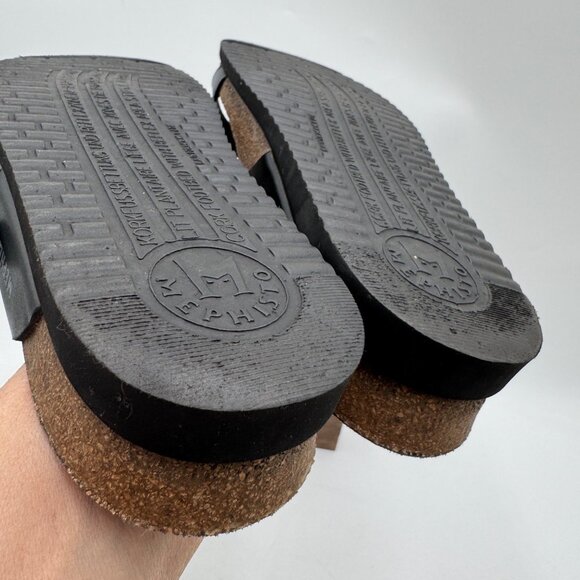 Helen Toe Loop Sandal woman’s size 39 8.5 - 9 Black Leather Comfort Sandal - Picture 10 of 13